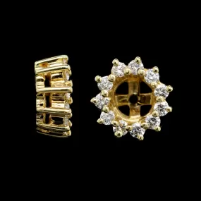 14K Yellow Gold Estate Diamond Earring Jackets