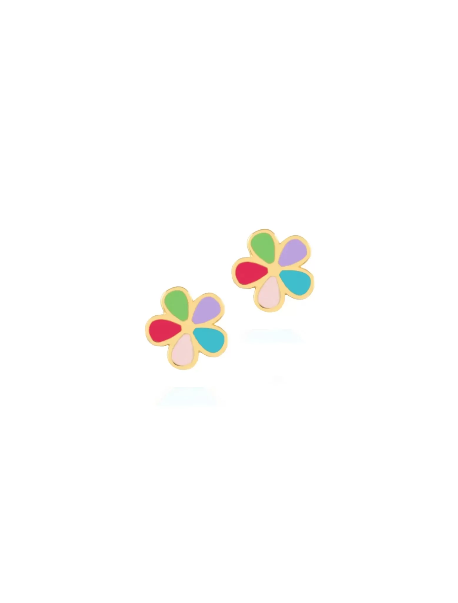 18K Gold Blossom Enamel Earrings