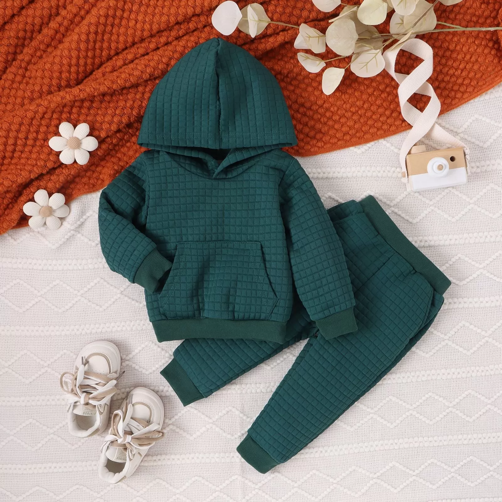 2 Pieces Set Baby Kid Girls Boys Solid Color Hoodies Sweatshirts And Pants Wholesale 24011138