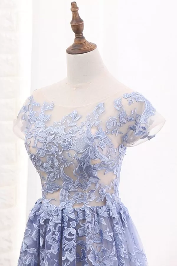 2024 Off The Shoulder Short Sleeves A Line Lace Prom Dresses P516ECQ6