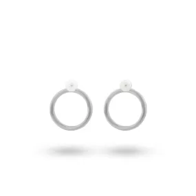 24Kae Statement Pearl Hoop Earrings, Silver