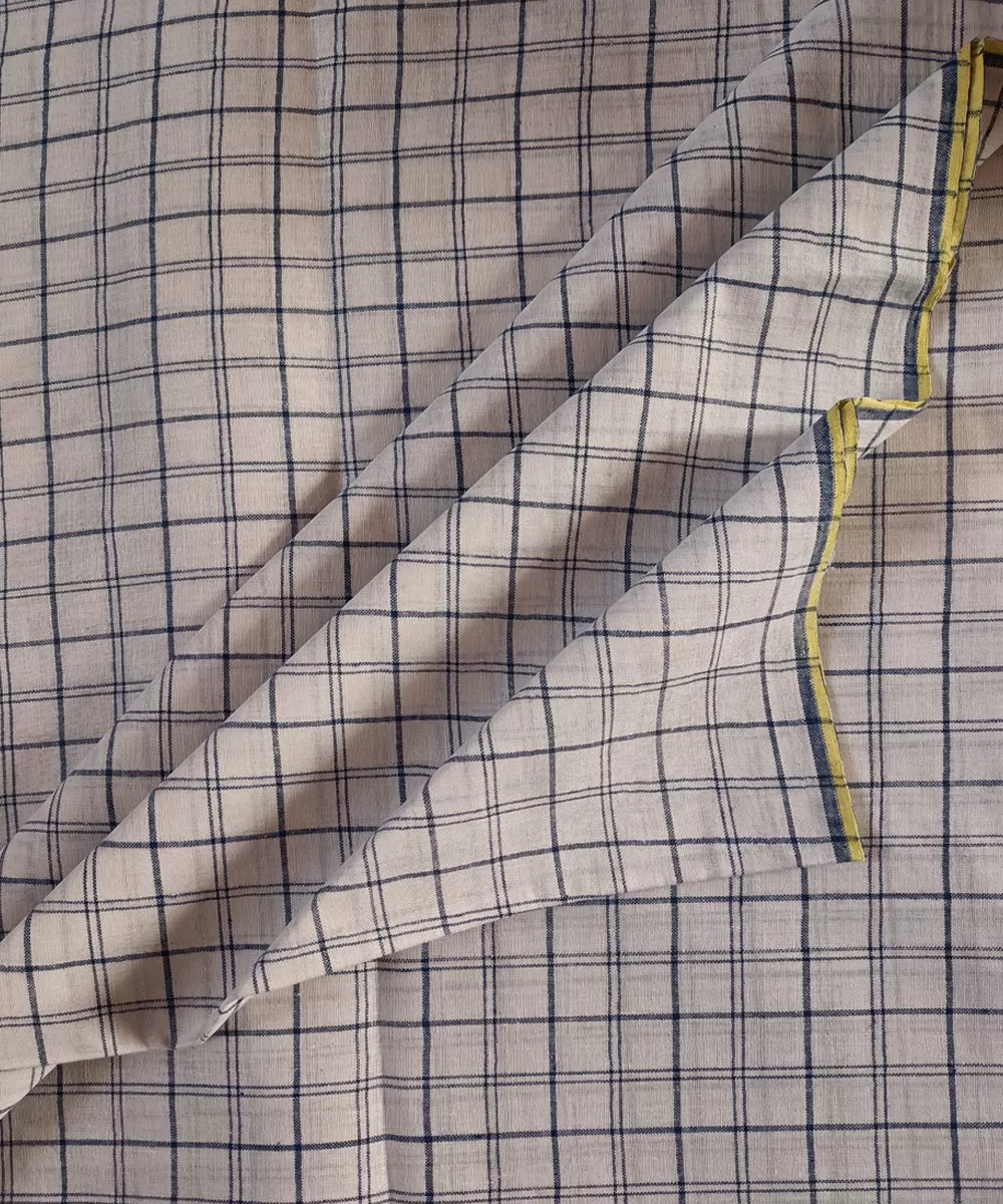 2.5m white blue checks handspun handloom cotton kurta material