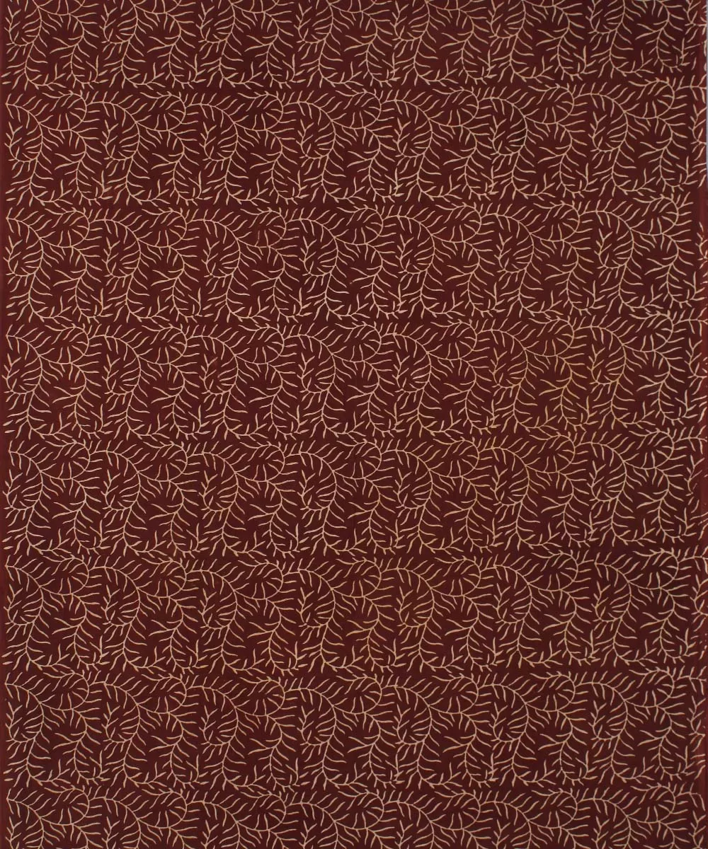 3m maroon hand ajrakh printed cotton kurta material