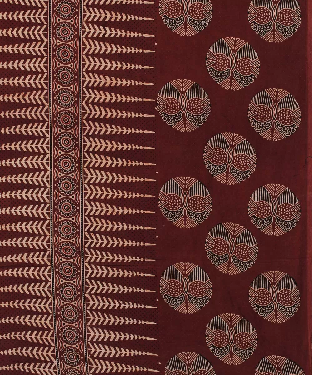 3m maroon hand ajrakh printed cotton kurta material