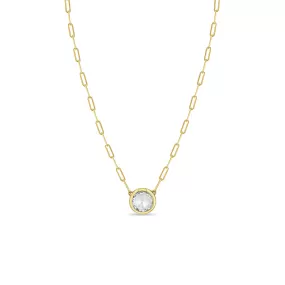 .84 ctw Rose Cut Round Diamond on Small Paperclip Chain Necklace