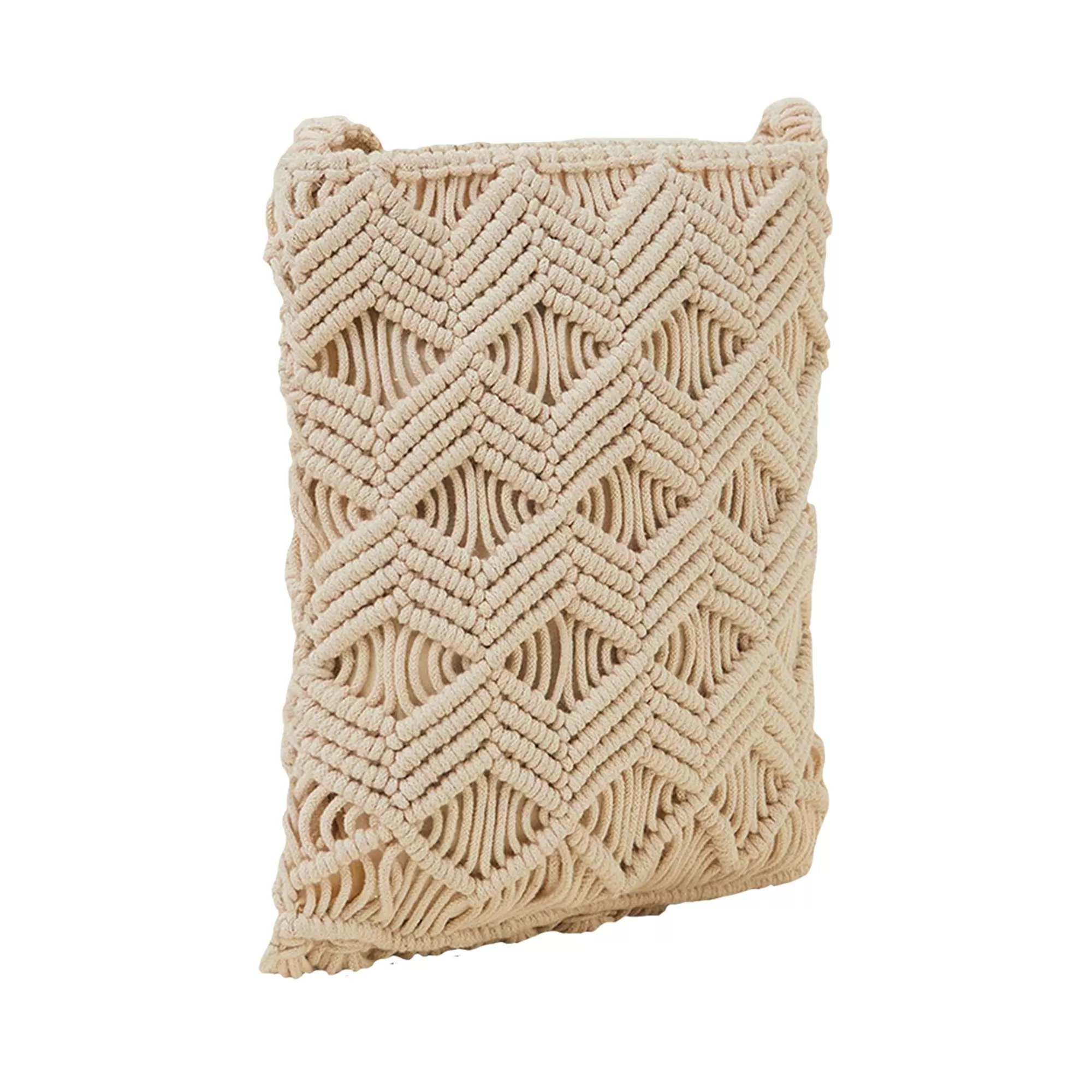 Accessorize London Women's Cream Macrame Fringe Phone Bag