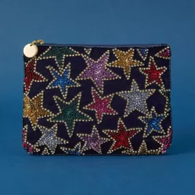 Accessorize London Women's Multi Star Velvet Beaded Pouch