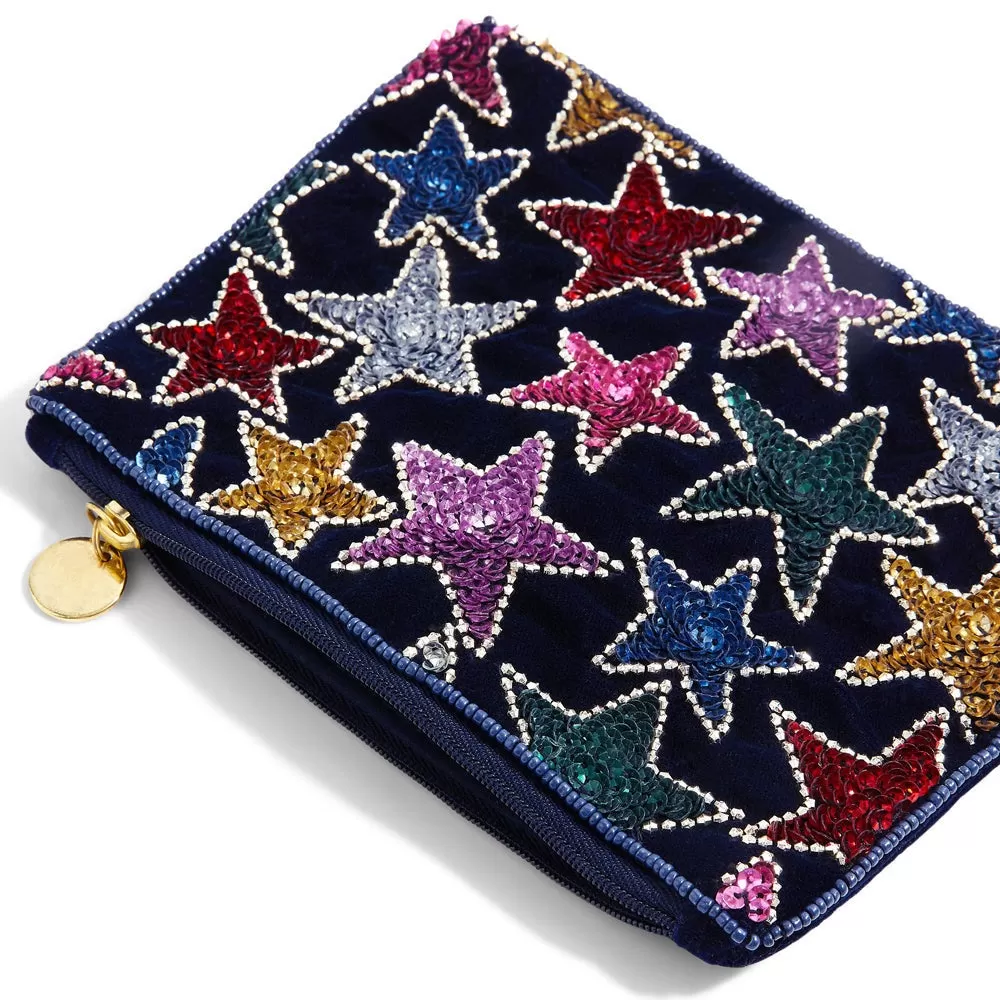 Accessorize London Women's Multi Star Velvet Beaded Pouch