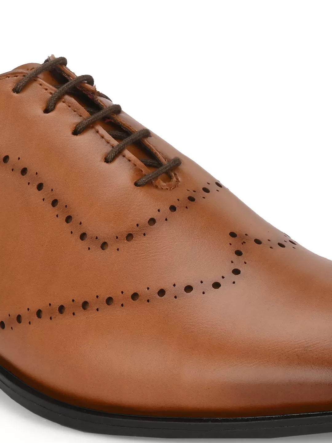 Alberto Torresi Tan Laser Cut Laceup Formal Shoes