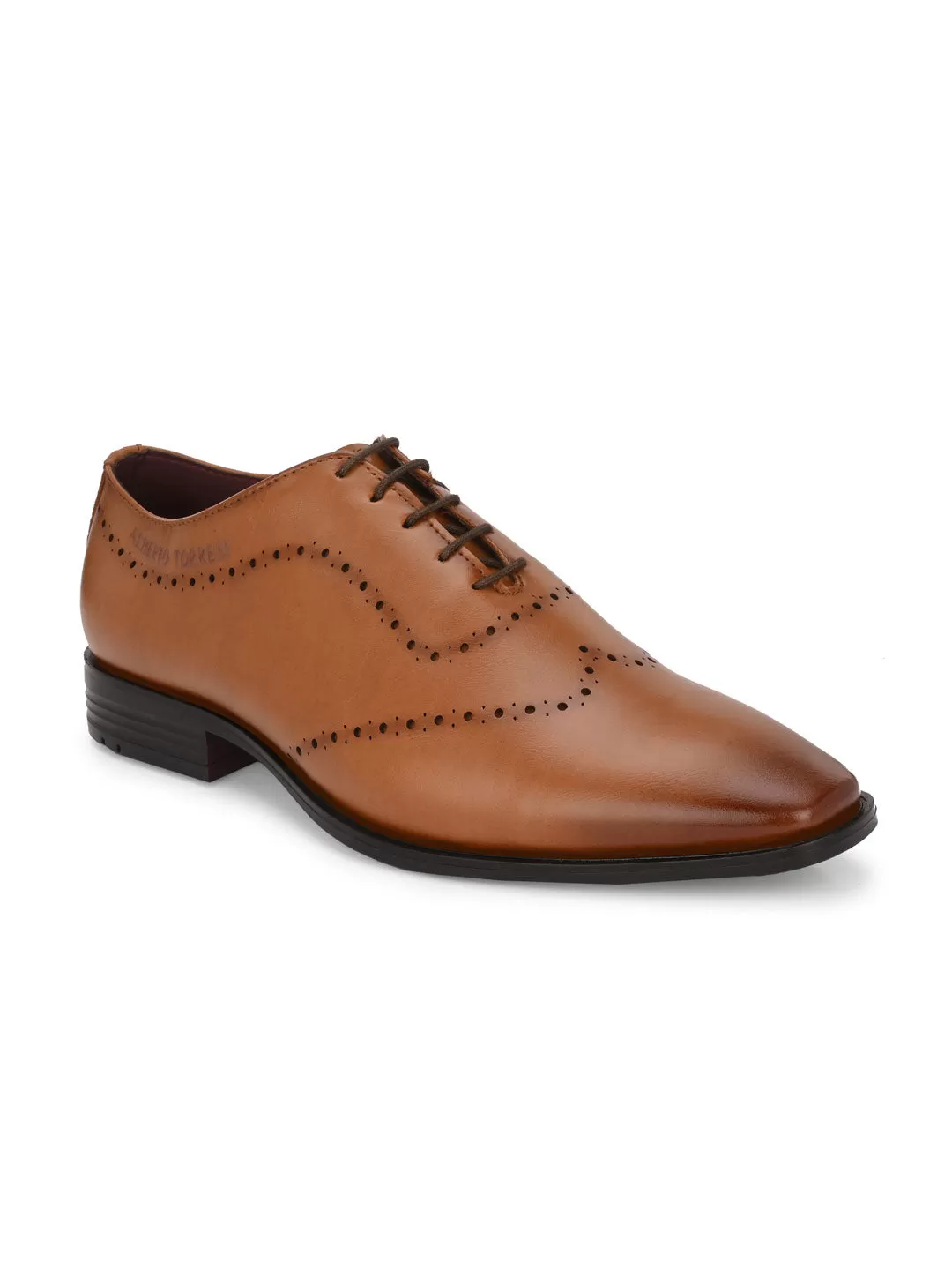 Alberto Torresi Tan Laser Cut Laceup Formal Shoes