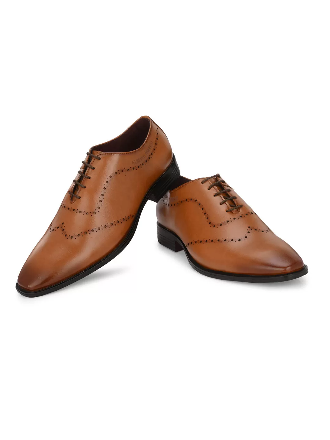 Alberto Torresi Tan Laser Cut Laceup Formal Shoes