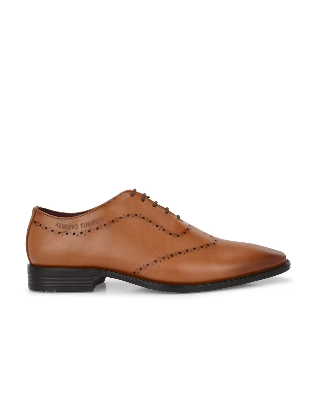 Alberto Torresi Tan Laser Cut Laceup Formal Shoes