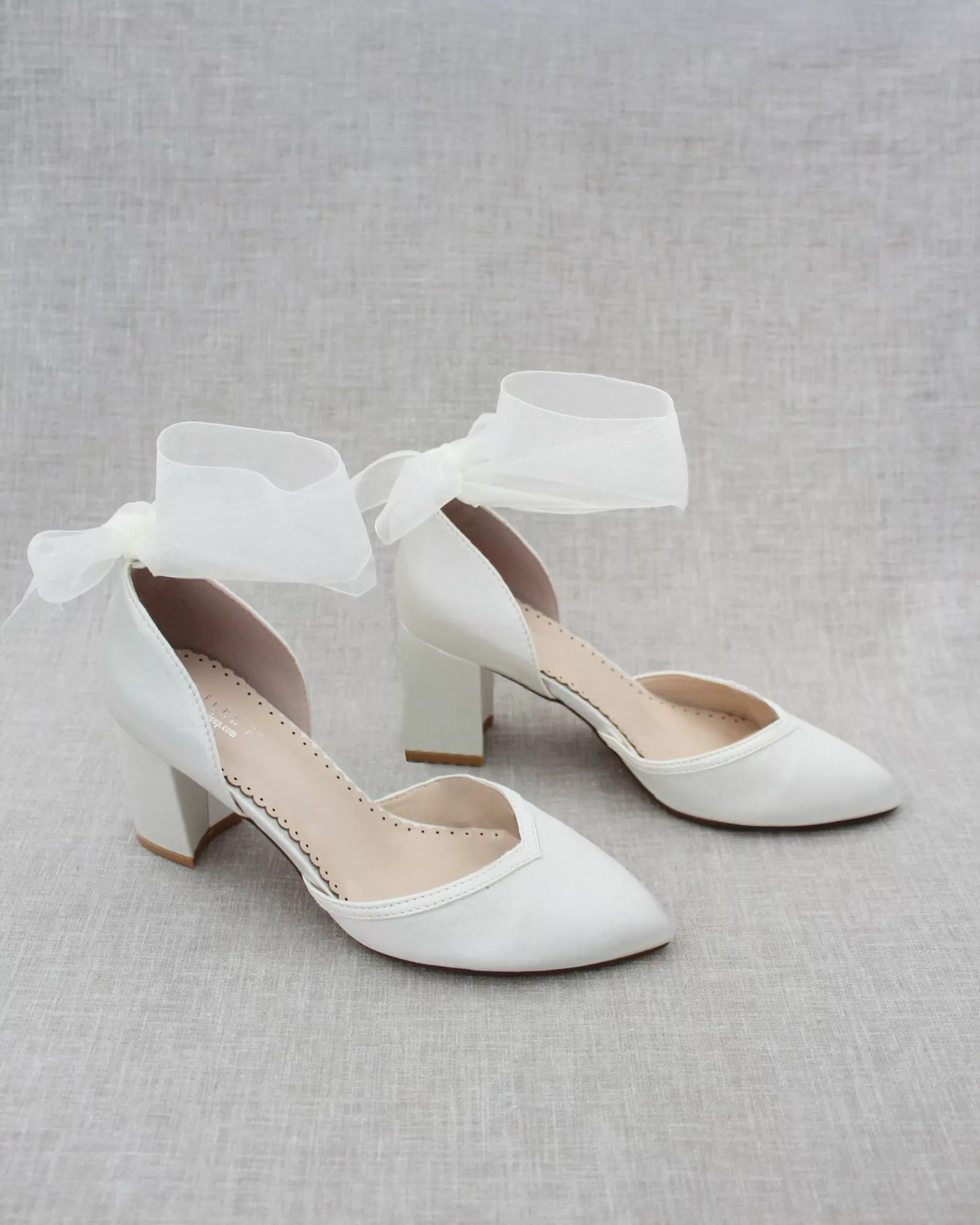 Ankle Wrap Tie Wedding Block Heels