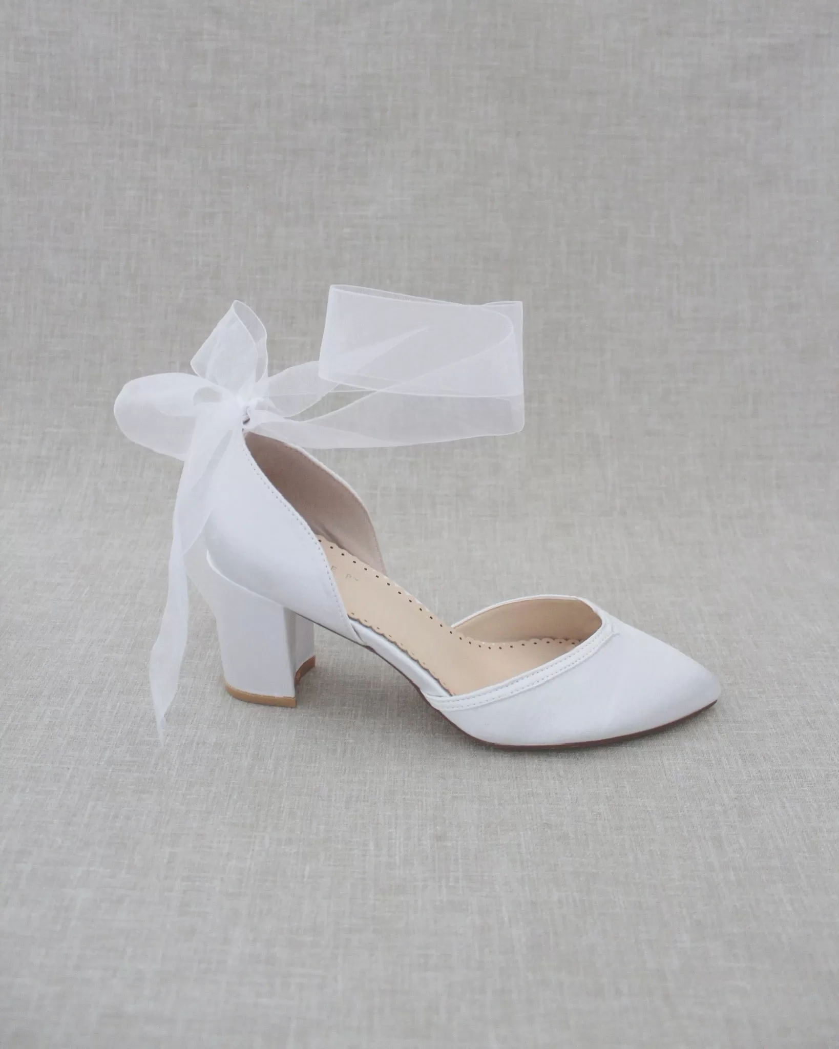 Ankle Wrap Tie Wedding Block Heels