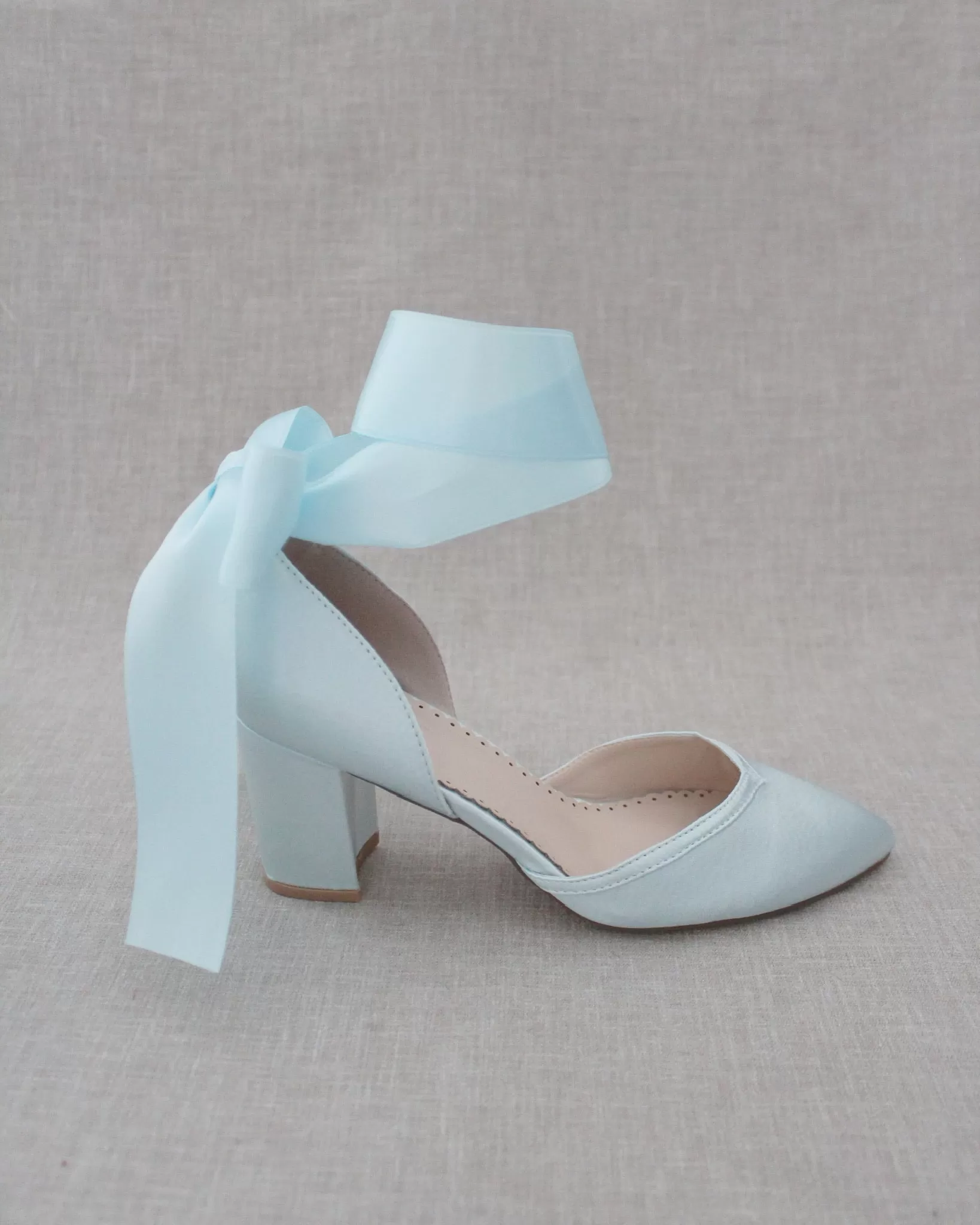 Ankle Wrap Tie Wedding Block Heels