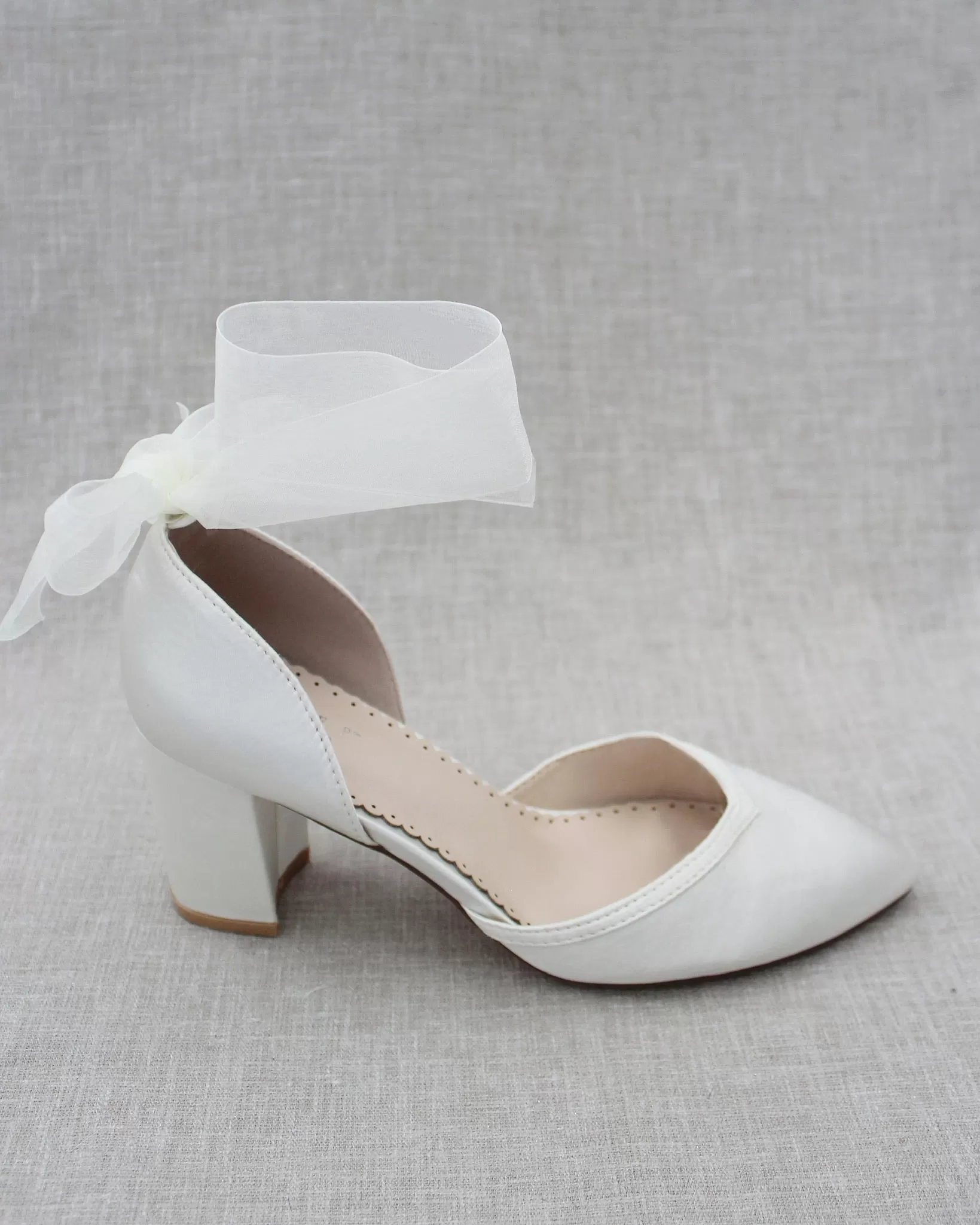 Ankle Wrap Tie Wedding Block Heels