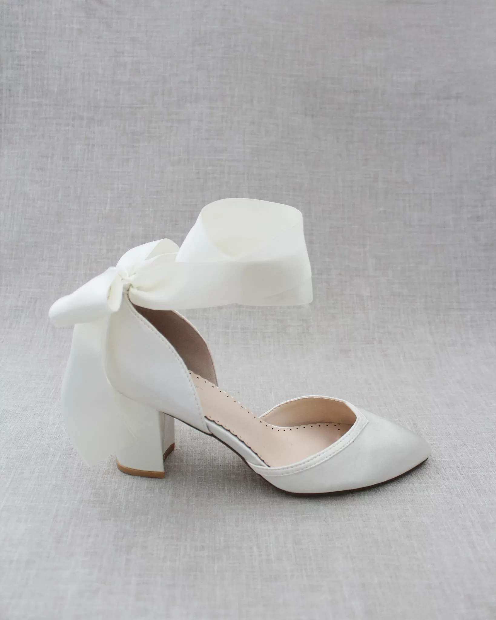 Ankle Wrap Tie Wedding Block Heels