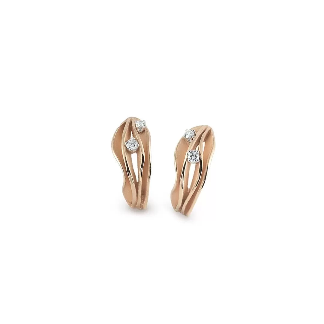 Anna Maria Cammilli Dune Duo Diamond Hoop Earrings 18K Orange Gold