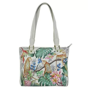 Anuschka Small Shopper Shoulder Bag 677- Jungle Queen Ivory