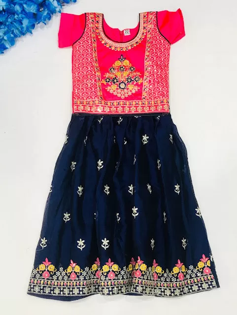 Attractive Pink Colored Embroidery And Sequins Work Choli Sets For Girls