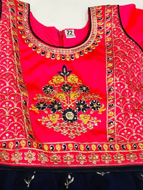 Attractive Pink Colored Embroidery And Sequins Work Choli Sets For Girls