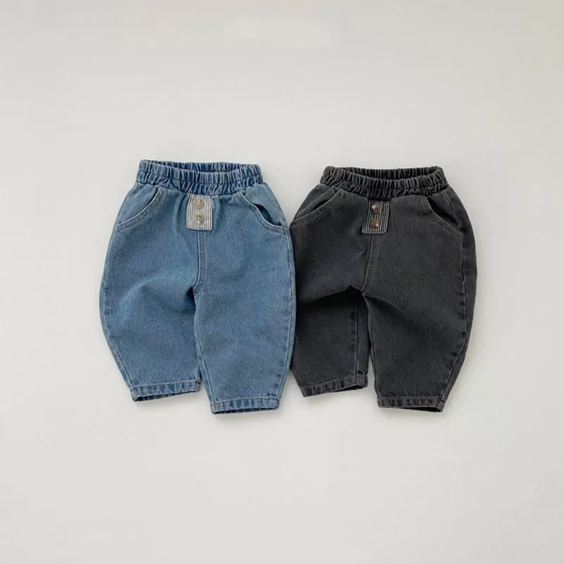 Baby Boys Solid Color Loose Jeans