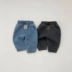 Baby Boys Solid Color Loose Jeans