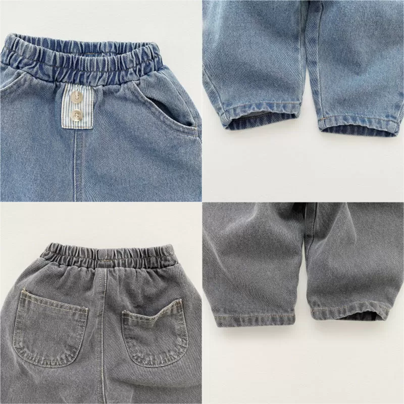 Baby Boys Solid Color Loose Jeans