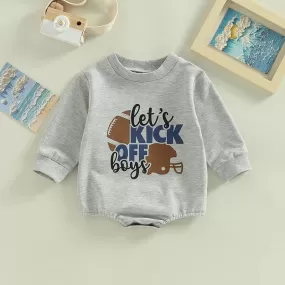 Baby Boys Solid Color Rugby Ball Letter Print Long-sleeved Jumpsuit