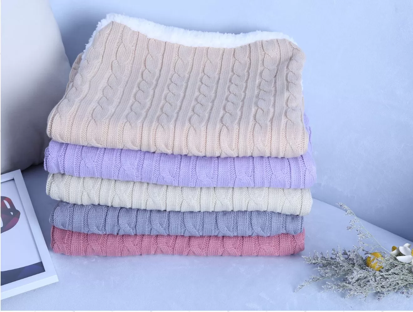 Baby Solid Pad Thickened Winter Knitted Sleeping Bag Hug Blanket