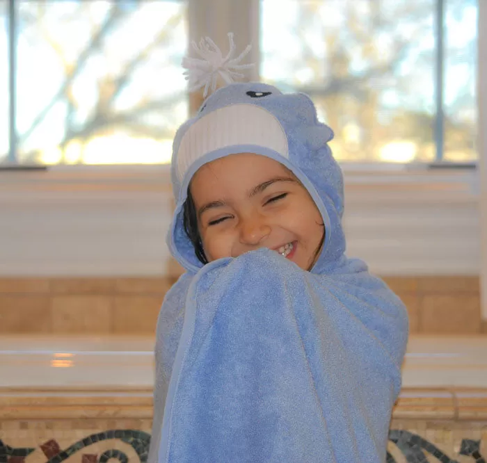 Bamboo Rayon Whale Hooded Turkish Towel Little Kid