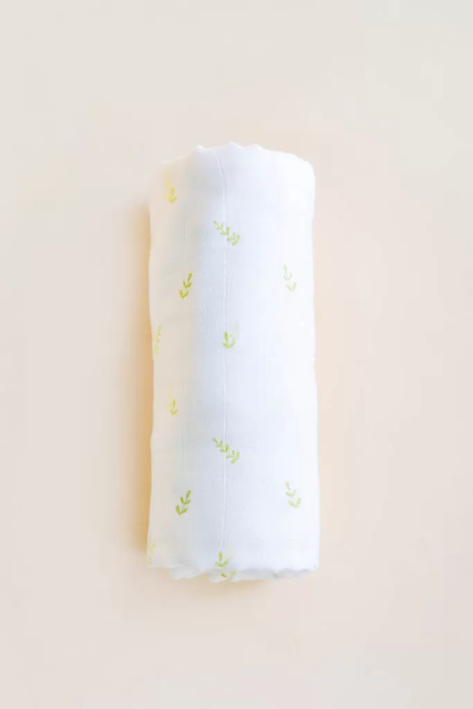 Bamboo Swaddle - White Ferns