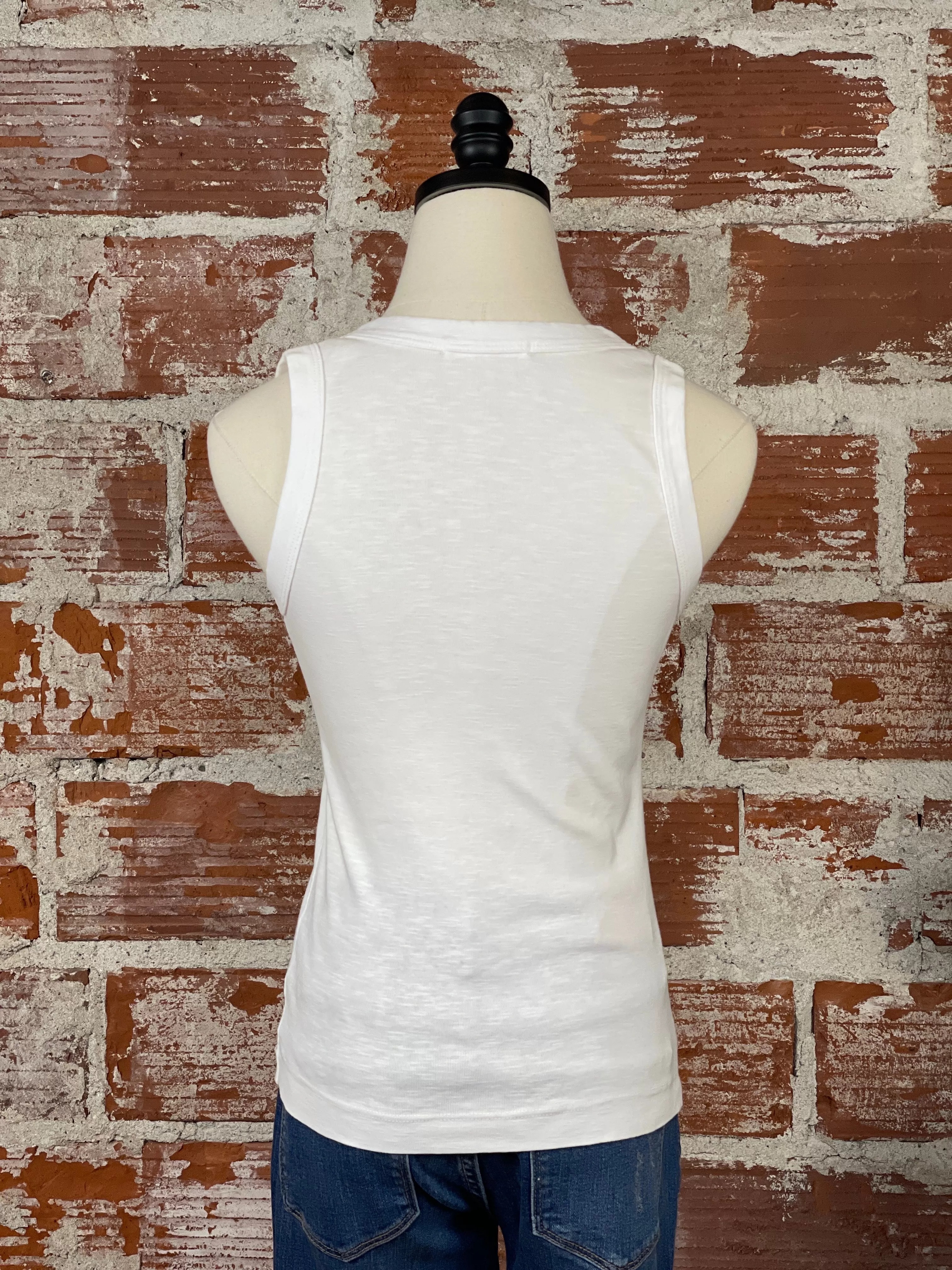 Basic V-Neck Jersey Tank in Off White