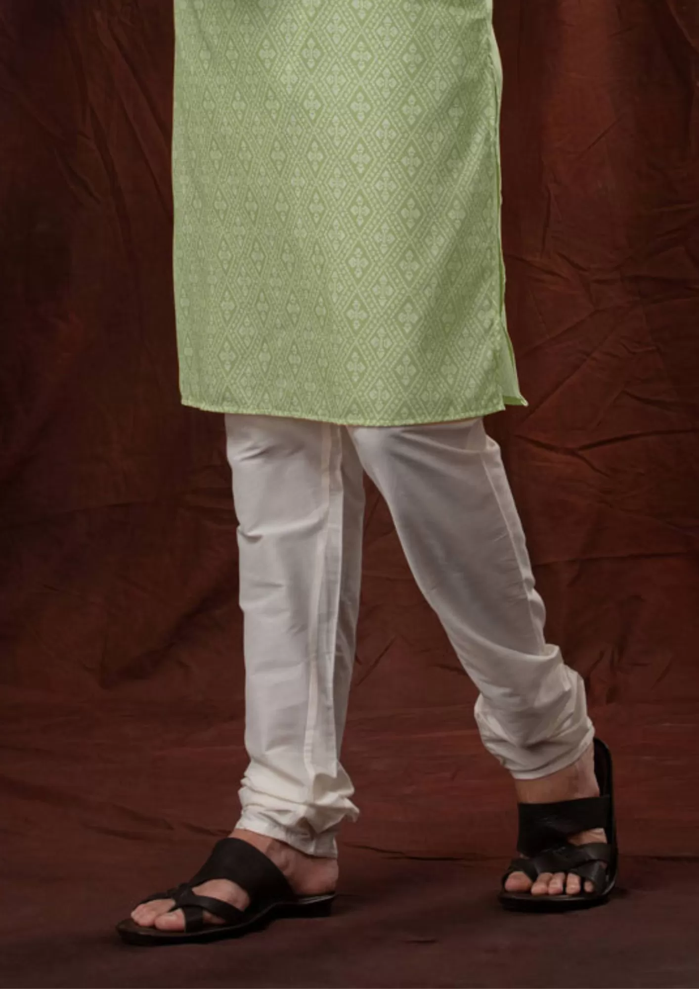 Beautiful Pista Green Cotton Kurta Pajama For Men