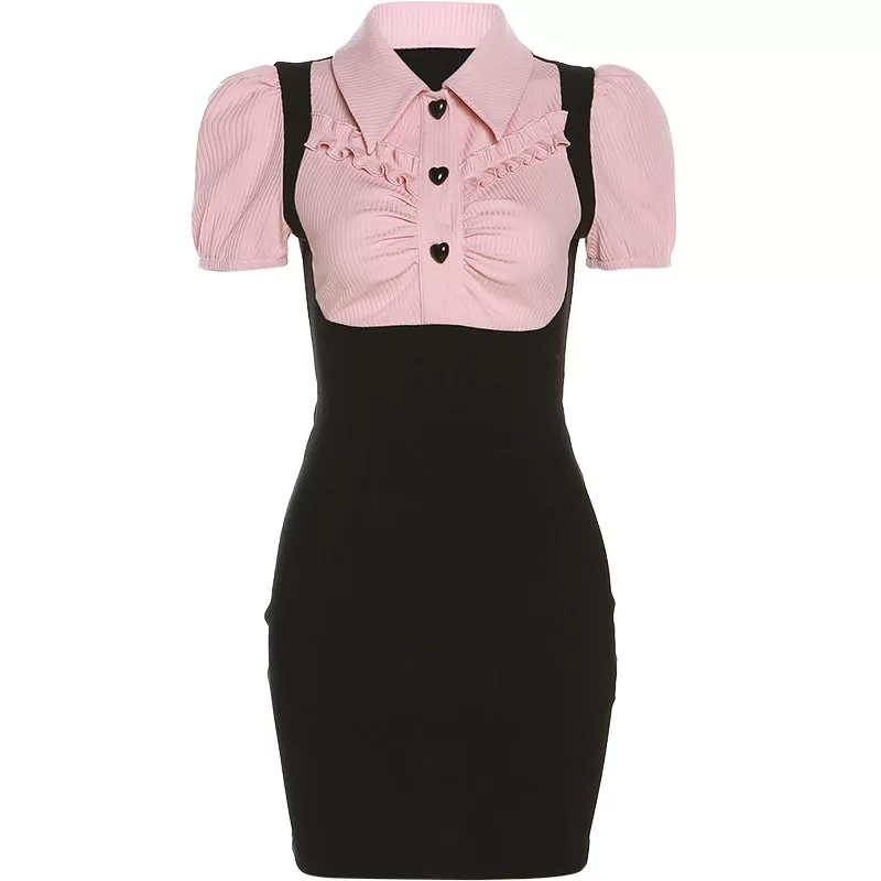 Black & Pink Slim Summer Dress