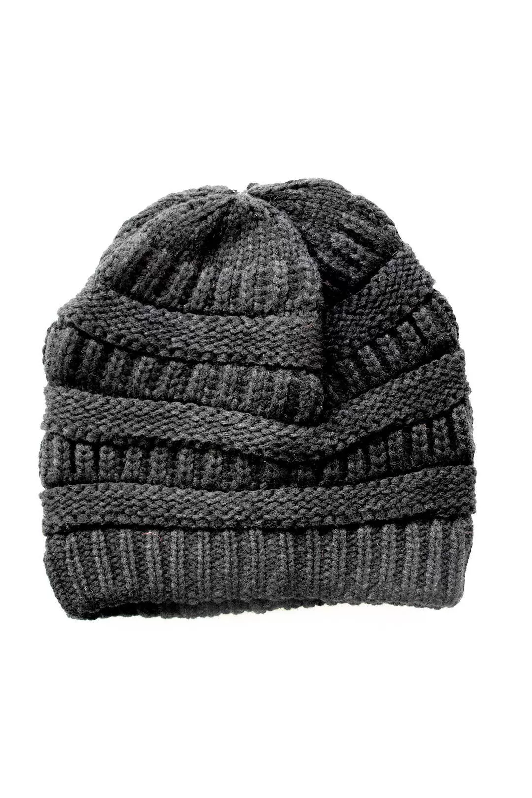 Black Ribbed Knit Bennie Cap