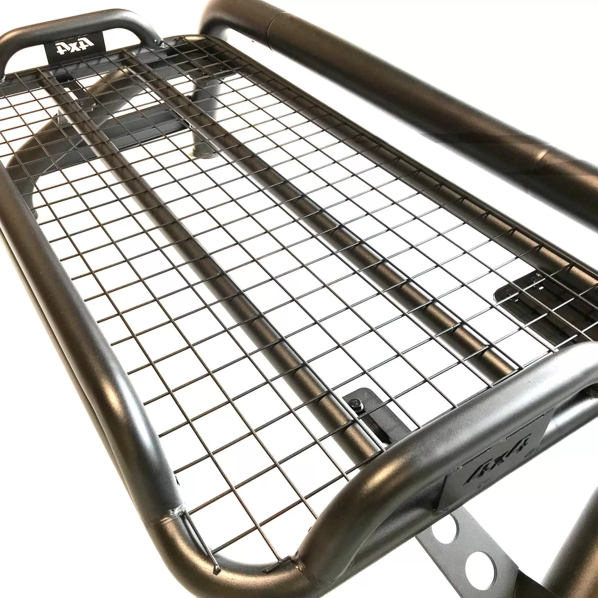 Black SUS201 Short Arm Roll Bar with Cargo Basket Rack for the Renault Alaskan