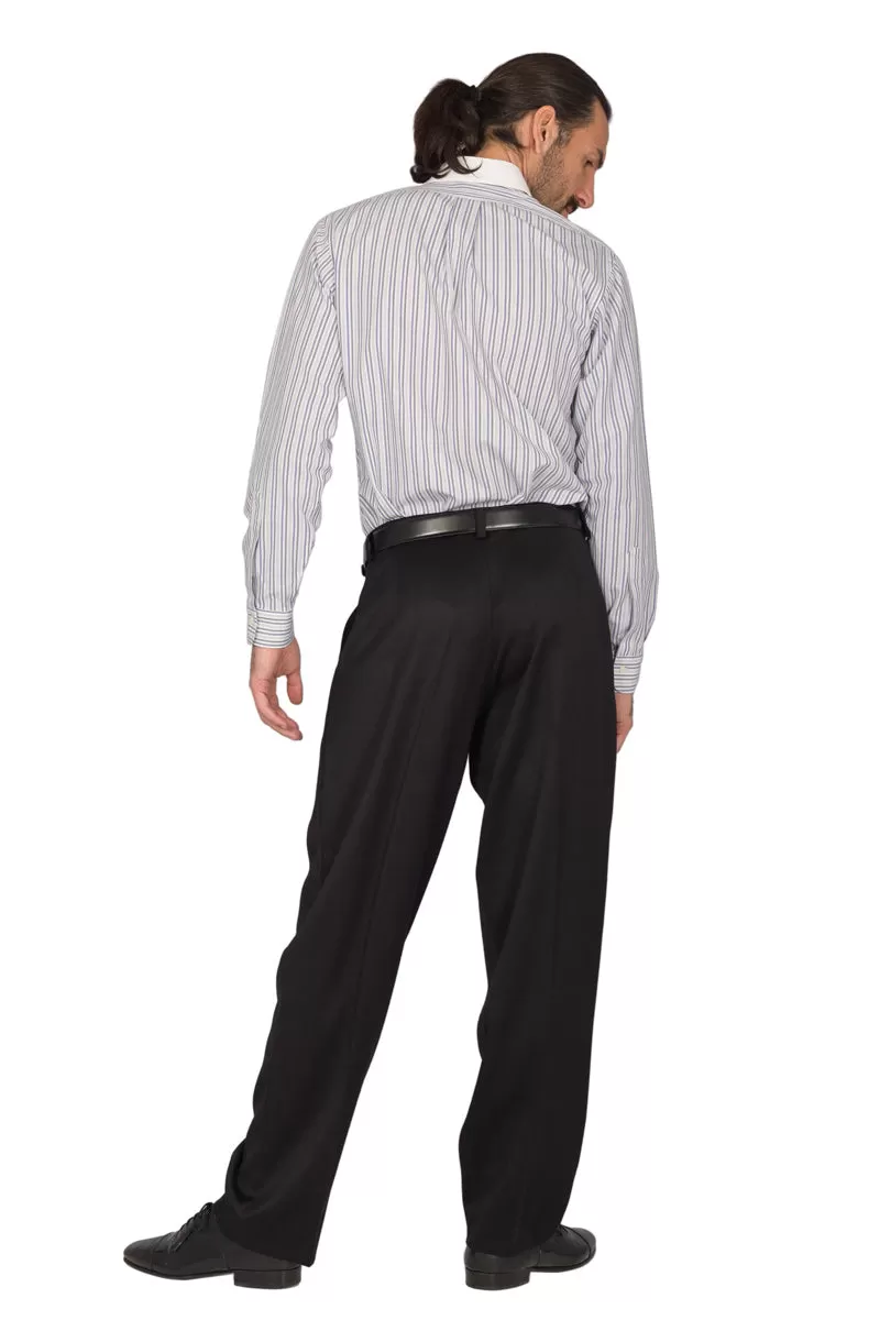 Black Viscose Men's Tango Pants With Four Pleats