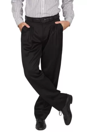 Black Viscose Men's Tango Pants With Four Pleats