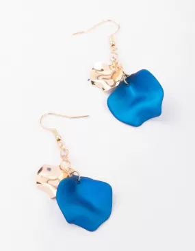 Blue Diamante Iridescent Petal Drop Earrings