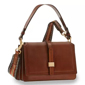 Borsa Donna Media a Spalla con Tracolla THE BRIDGE in Pelle Marrone linea Beatrice