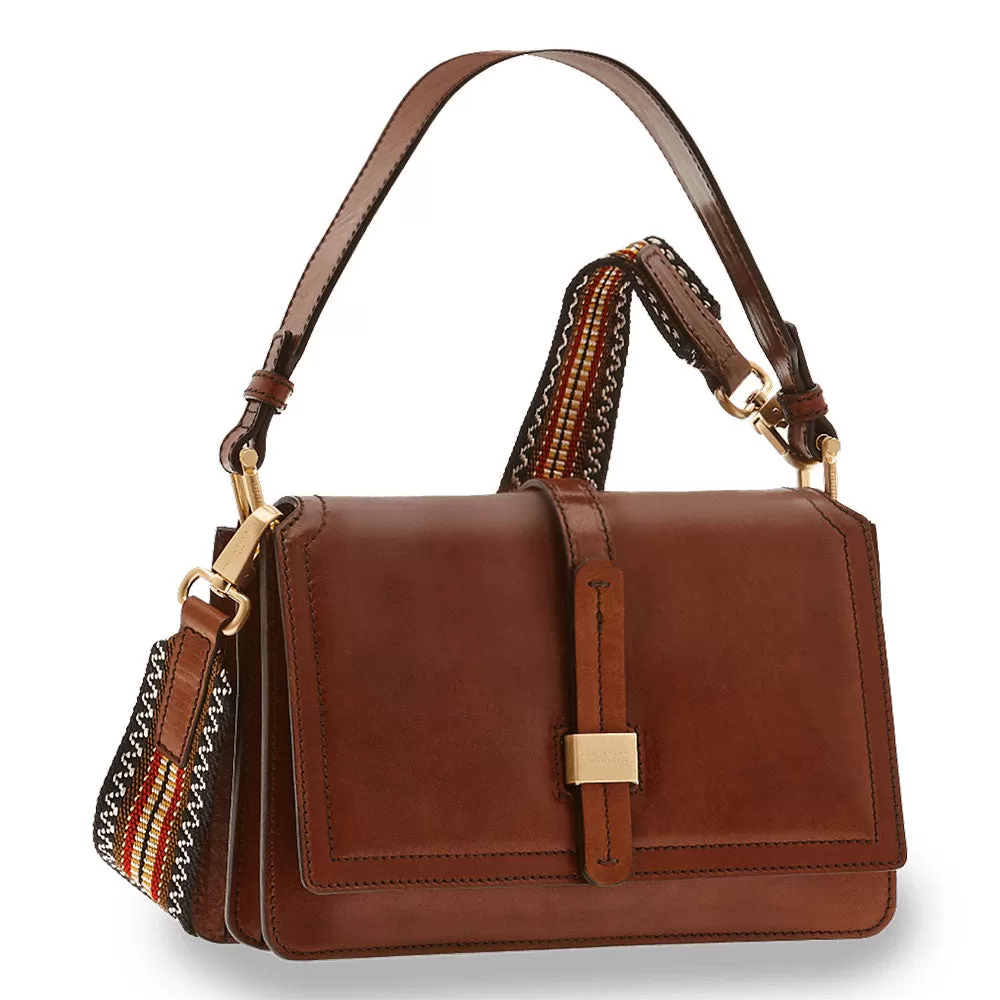 Borsa Donna Media a Spalla con Tracolla THE BRIDGE in Pelle Marrone linea Beatrice