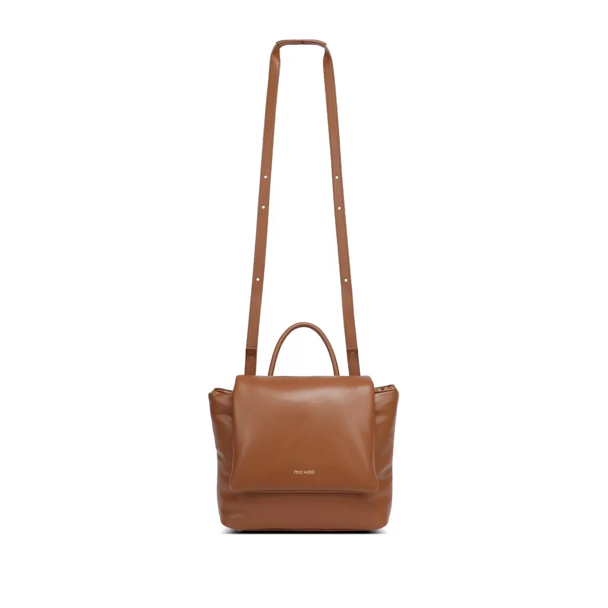 Bubbly Vegan Leather Flap Backpack | Chestnut