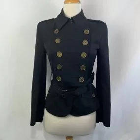 Burberry Black Double Breasted with Belt Jacket