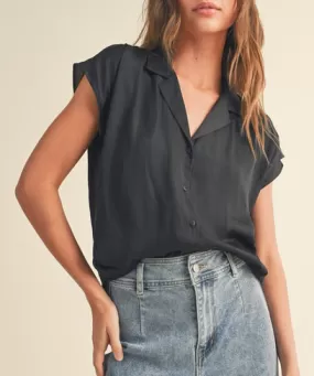 Button Down Top - Black