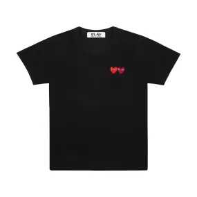 CDG PLAY DOUBLE HEARTS TEE