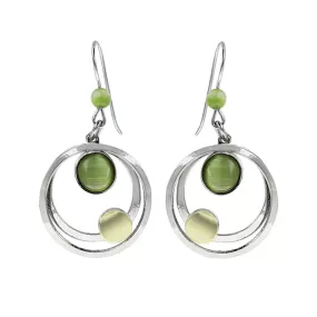 Christophe Poly Silver Green Double Hoop Earrings