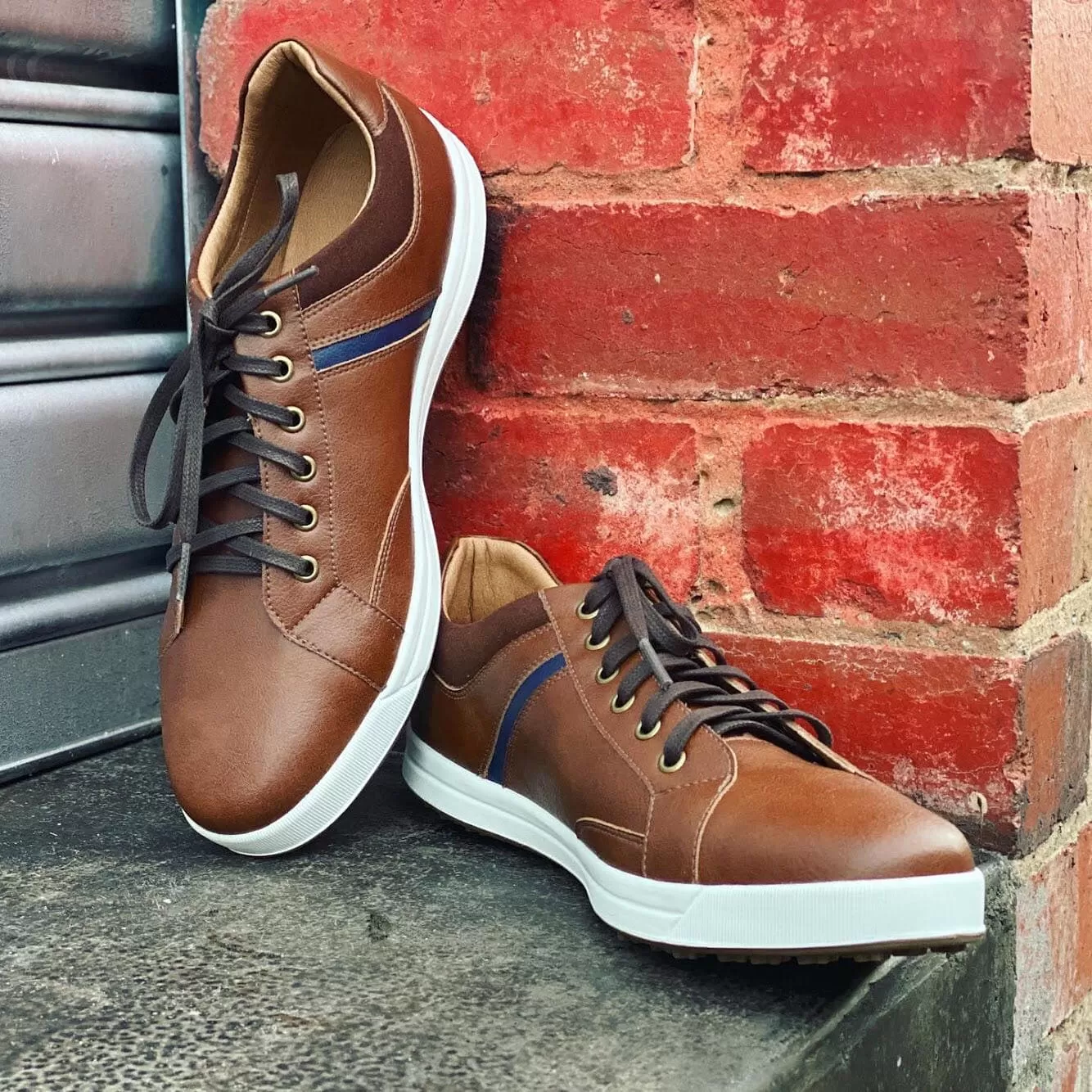 'Ciaran' men's vegan sneaker by Zette Shoes - cognac