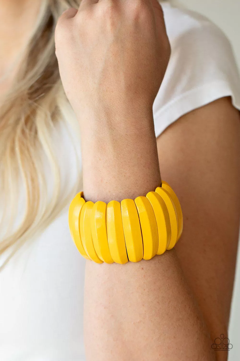 Colorfully Congo Yellow Wood Bracelet - Paparazzi Accessories