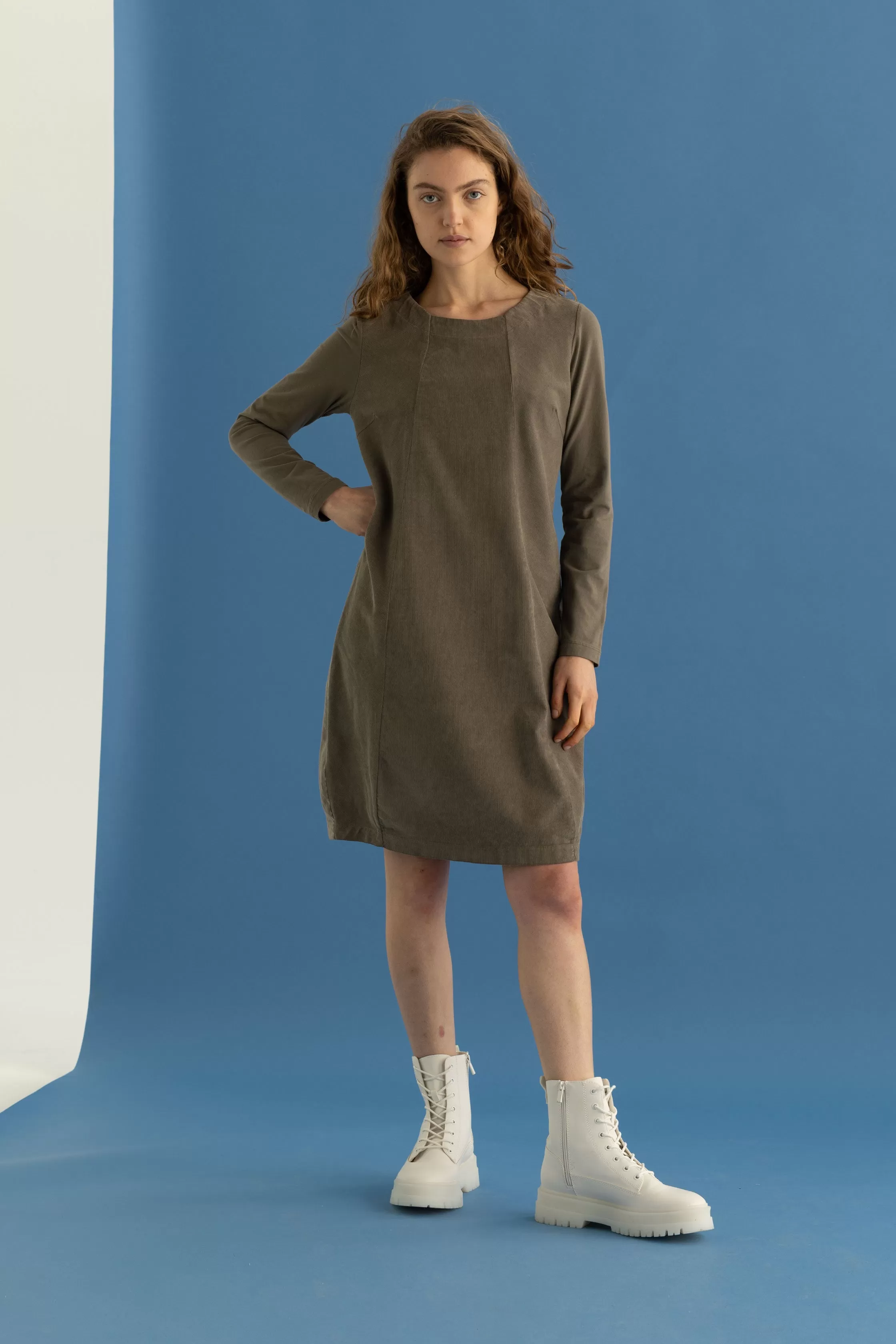 Corduroy Short Dress Garment Dyed 1520 0037